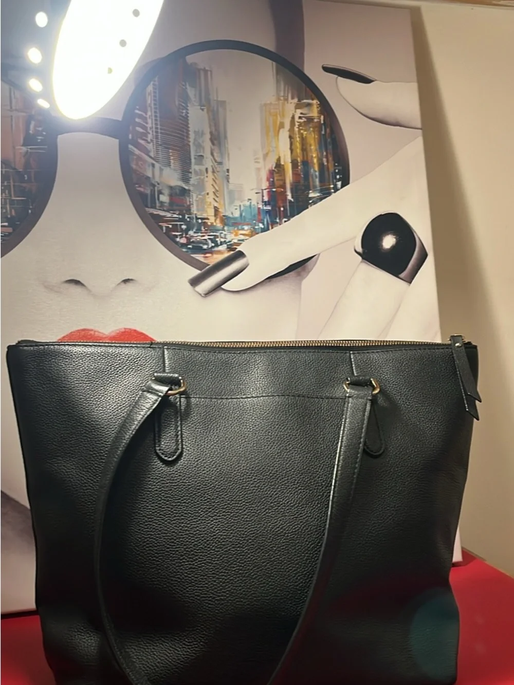kate spade Black Pebbled Leather Tote with Gold Accent
